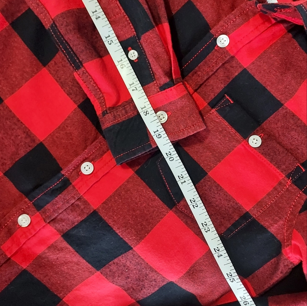 Cat & Jack girl's size M 8/10, long sleeve,  cotton, red & black plaid shirt - Picture 3 of 6